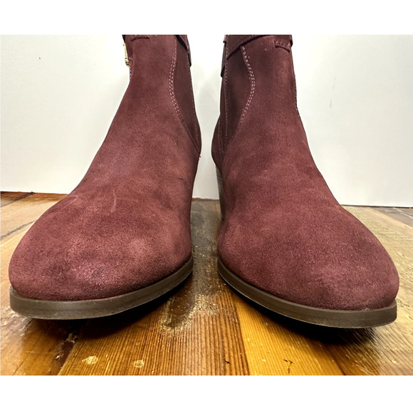Diba Women's Boho Suede Stacked Heel Boots Burgundy Size 7.5 NWOB Casual Chic - Picture 4 of 10